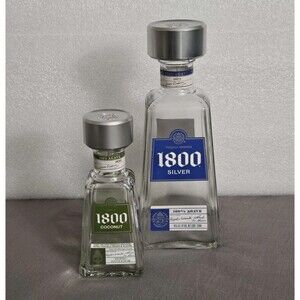 Empty Tequila 1800 Bottles Lot Of 2 Great For Crafts Art Decor Display Decanter